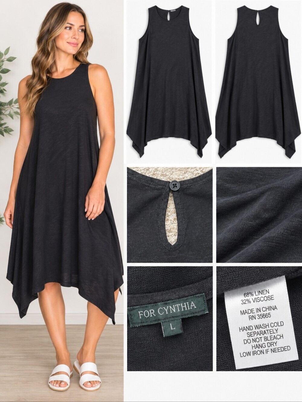 For Cynthia Asymmetrical Black Dress